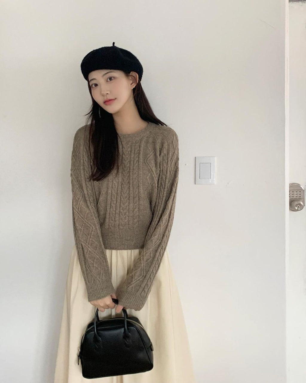 Autumn/Winter Color-Coated Cable Knit Tops