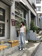 【OOTJ】Damaged Washing Wide Denim 