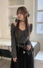 【🩶Sweet and Cool Hot Girl】Heart Shirring Scarf Set 