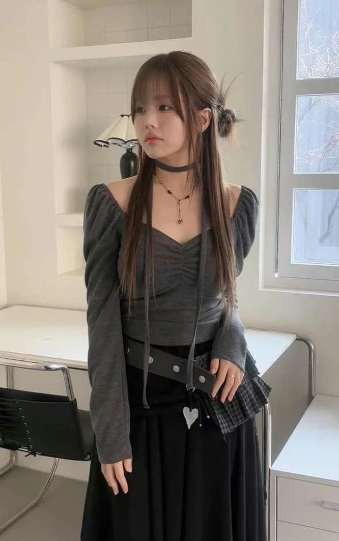 【🩶Sweet and Cool Hot Girl】Heart Shirring Scarf Set 