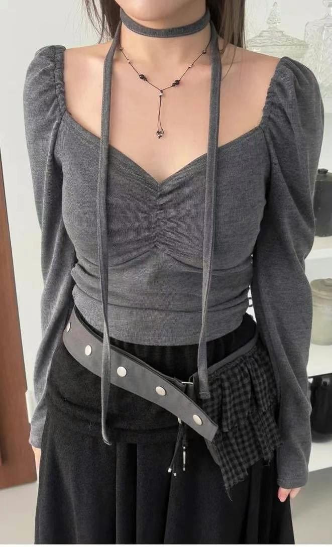 【🩶Sweet and Cool Hot Girl】Heart Shirring Scarf Set 