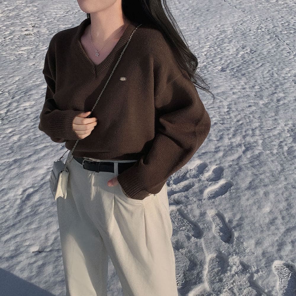 【🌷New Spring Arrivals】Label V-Neck Knit 