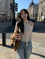 【ONNI Elegance】Shirring Ribbon Knit Set 