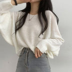 Orders surge! Basic loose-fitting knit long-sleeved shirt