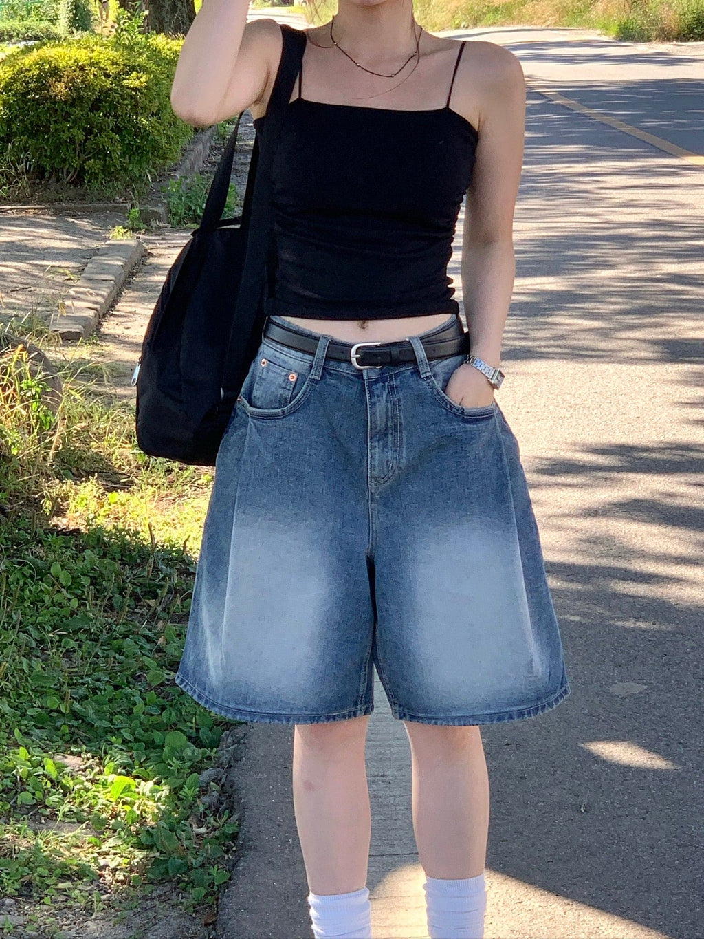 [Lazy Style] Balloon Denim Half Pants