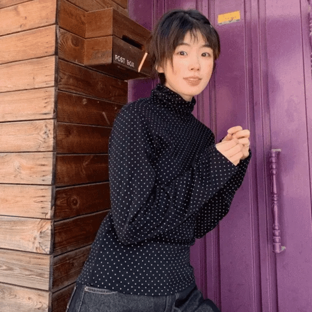 【🩶韓系波點】Polka Dot Neck Top