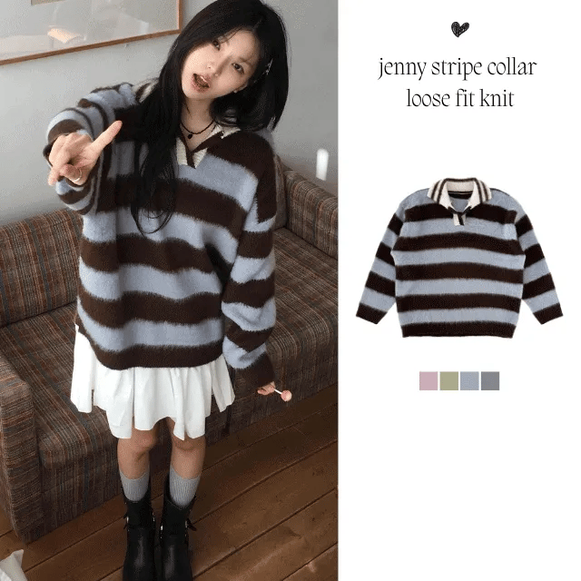【🎅🏻情侶裝】Stripe Rugby Knitwear