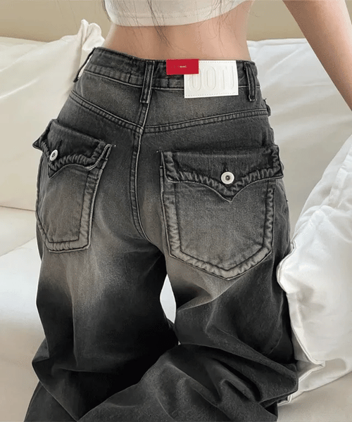 【OOTJ】Hip Pocket Wide Jeans 