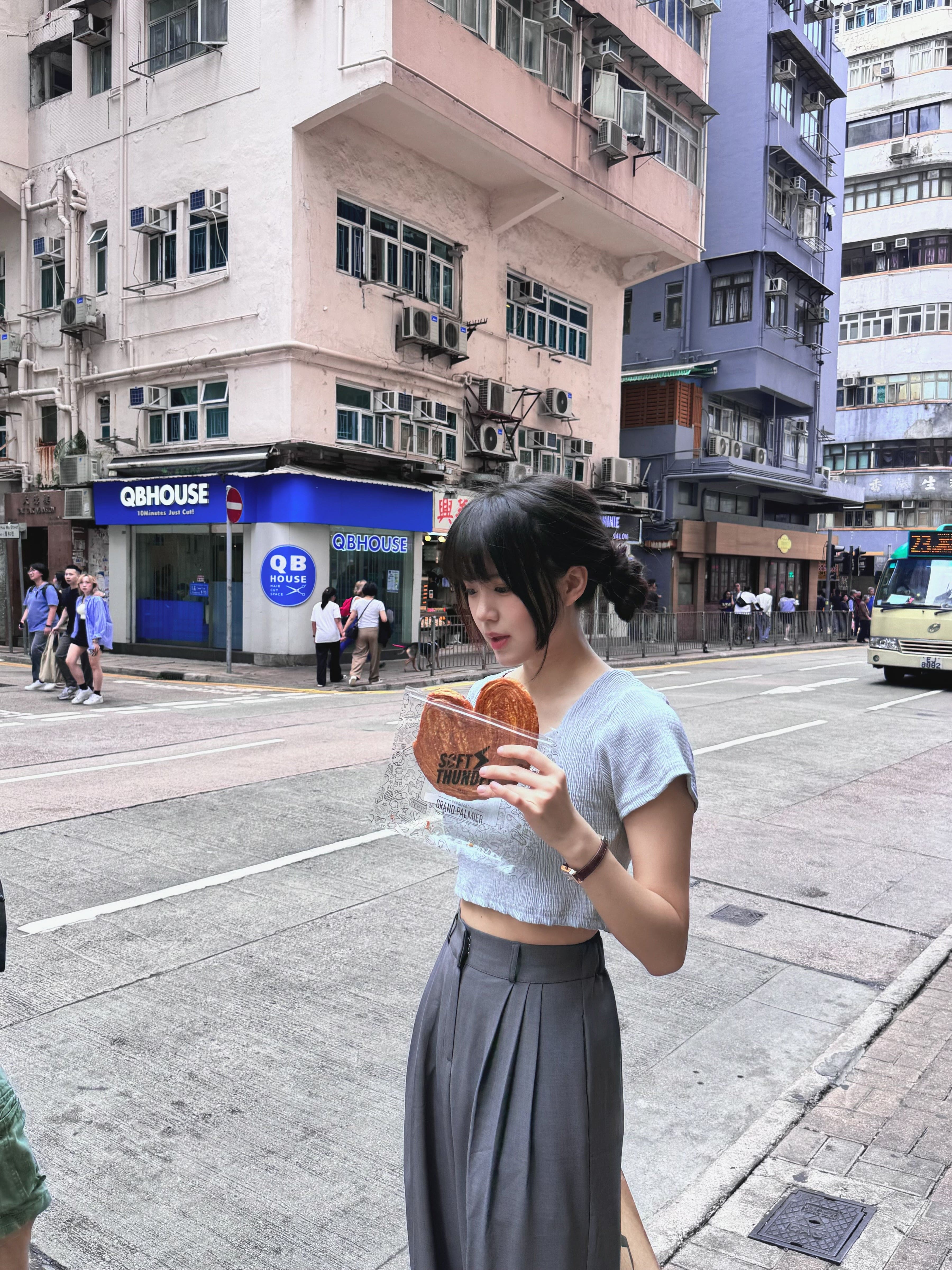 New gray-blue color! Wrinkle Crop Top 