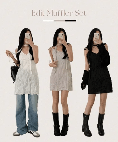 【Sweet and Girlish】Ruffled Dress Set