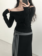 [Easy to Wear] Basic Off Shoulder Top 
