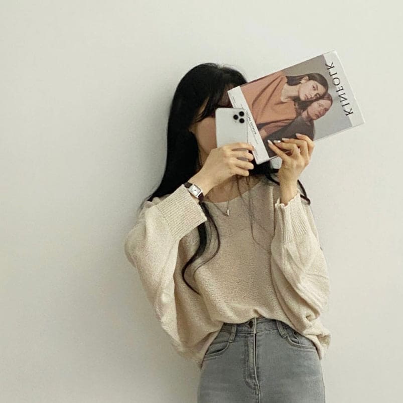 Orders surge! Basic loose-fitting knit long-sleeved shirt