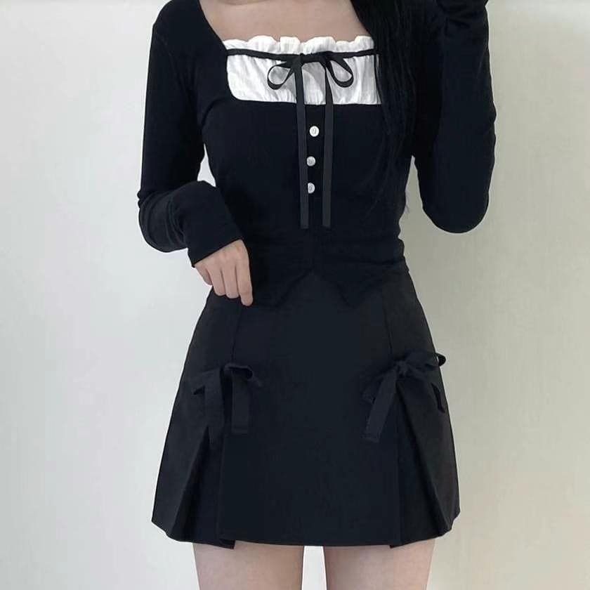 【🖤Trending Y2K】Ribbon Slit Top