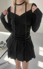 【🩶Sweet and Cool Hot Girl】Heart Shirring Scarf Set 