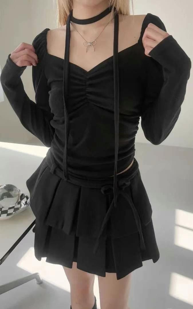 【🩶Sweet and Cool Hot Girl】Heart Shirring Scarf Set 