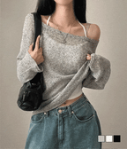 【🩶y2k vibe】Linen Loose Fit Knit 