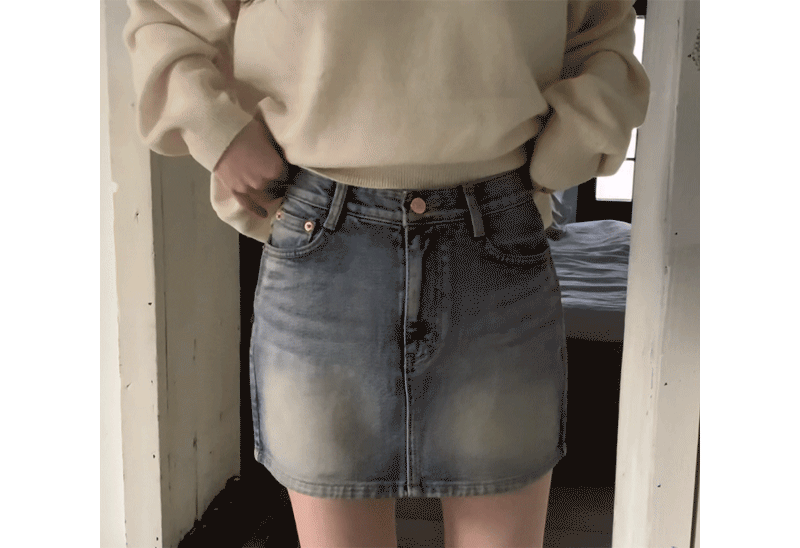 [Korean Hot Item!] Washing Denim Mini Skirt 