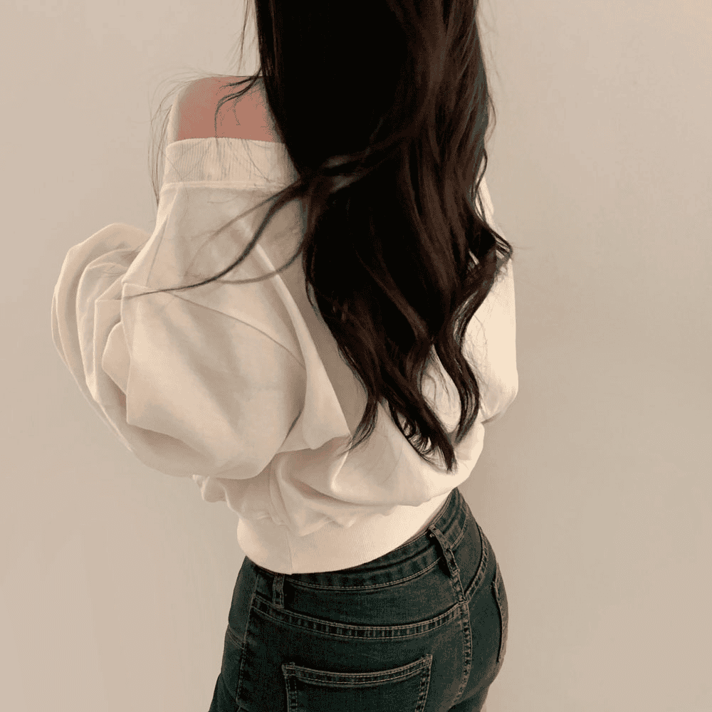 [Stylish Casual] Off-Shoulder Sweatshirt Scarf Set 