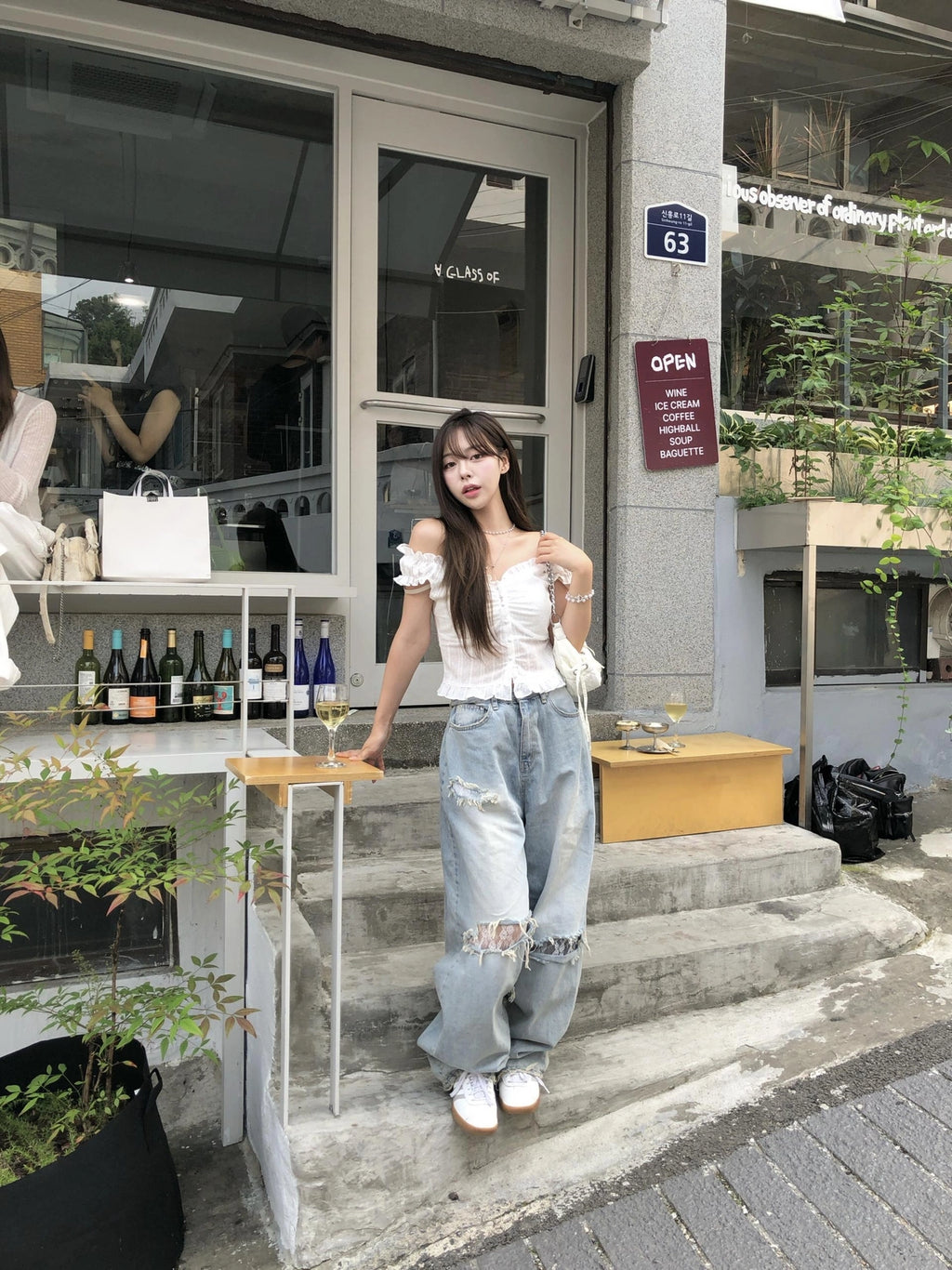 【OOTJ】Damaged Washing Wide Denim 