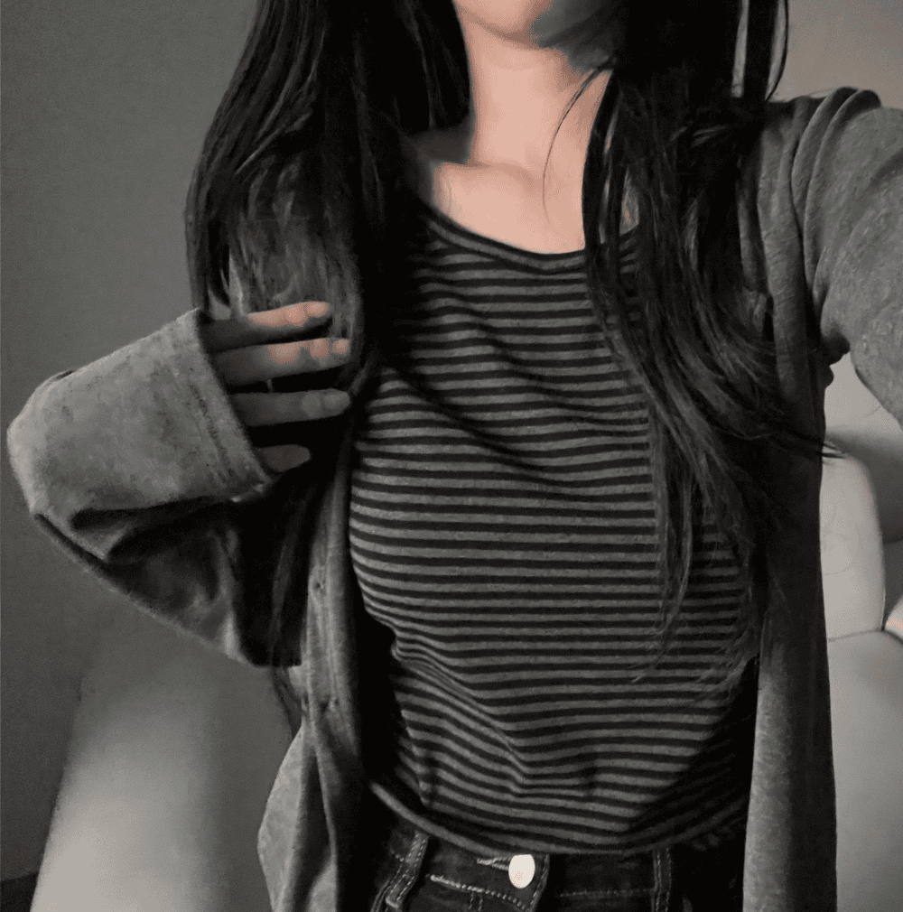 [Y2K Preppy Style] Stripe Layered Cardi Set 