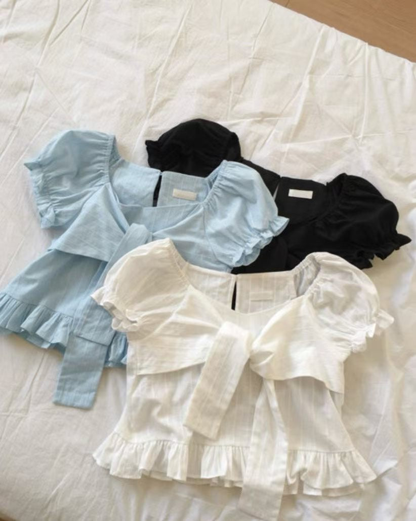 【夏日芭蕾風】Ribbon Puff Blouse
