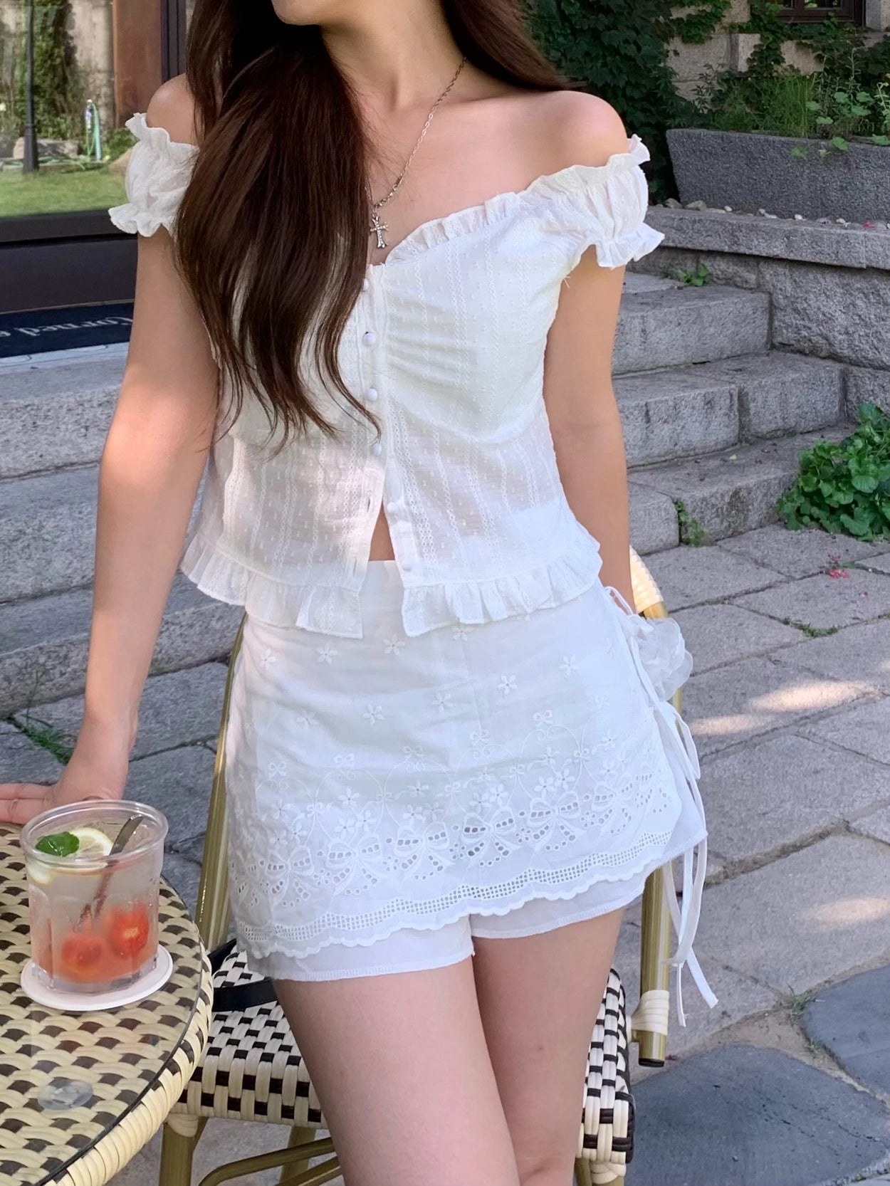 【🤍Summer Sweetheart】Punching Lap Skirt 