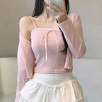 【🩰Ballet Core】Ribbon Lace Cardigan Set 