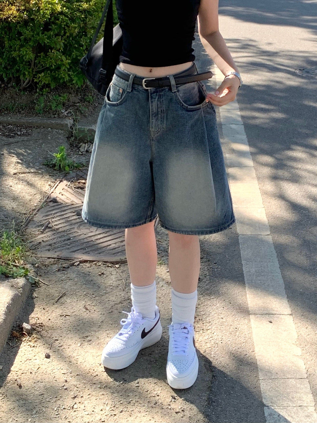 [Lazy Style] Balloon Denim Half Pants
