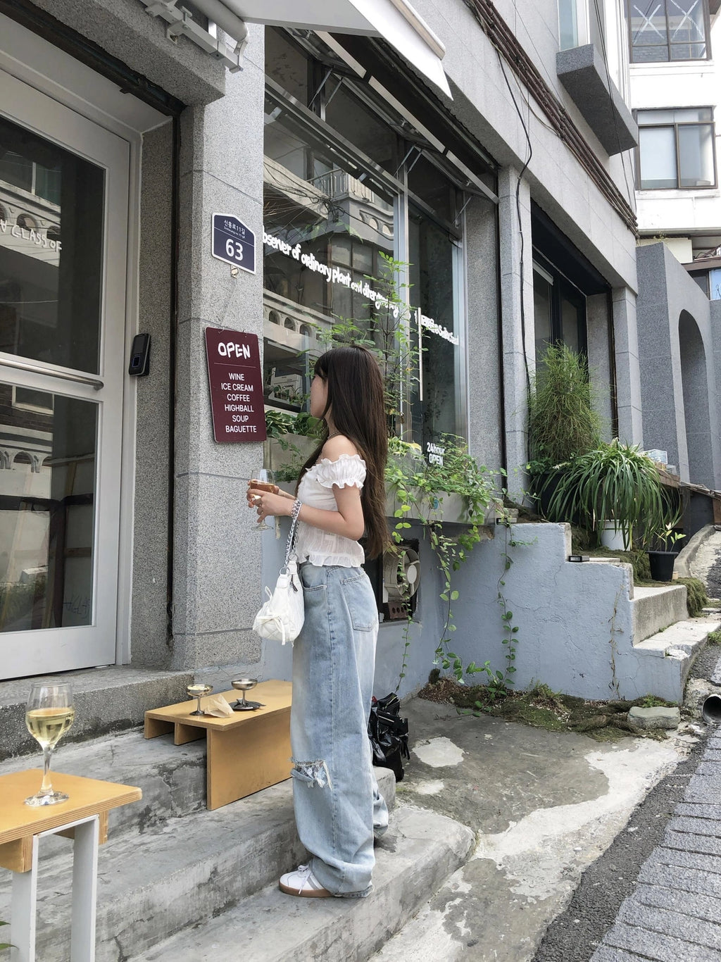 【OOTJ】Damaged Washing Wide Denim 