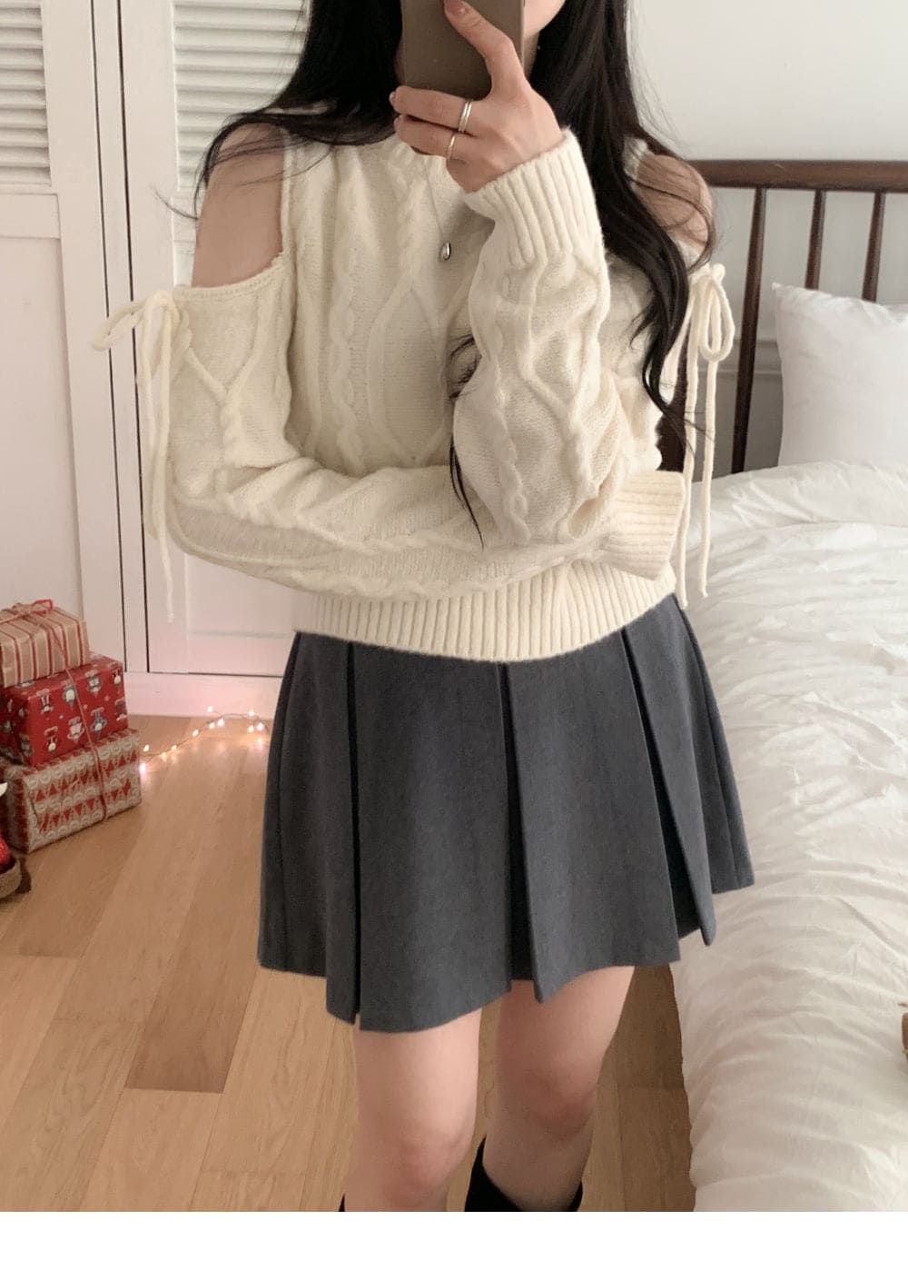 Thick pleated skirt for autumn and winter