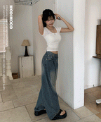 [Lazy Style] Pintuck Balloon Wide Denim