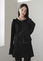 [Y2K Preppy Style] Stripe Layered Cardi Set 