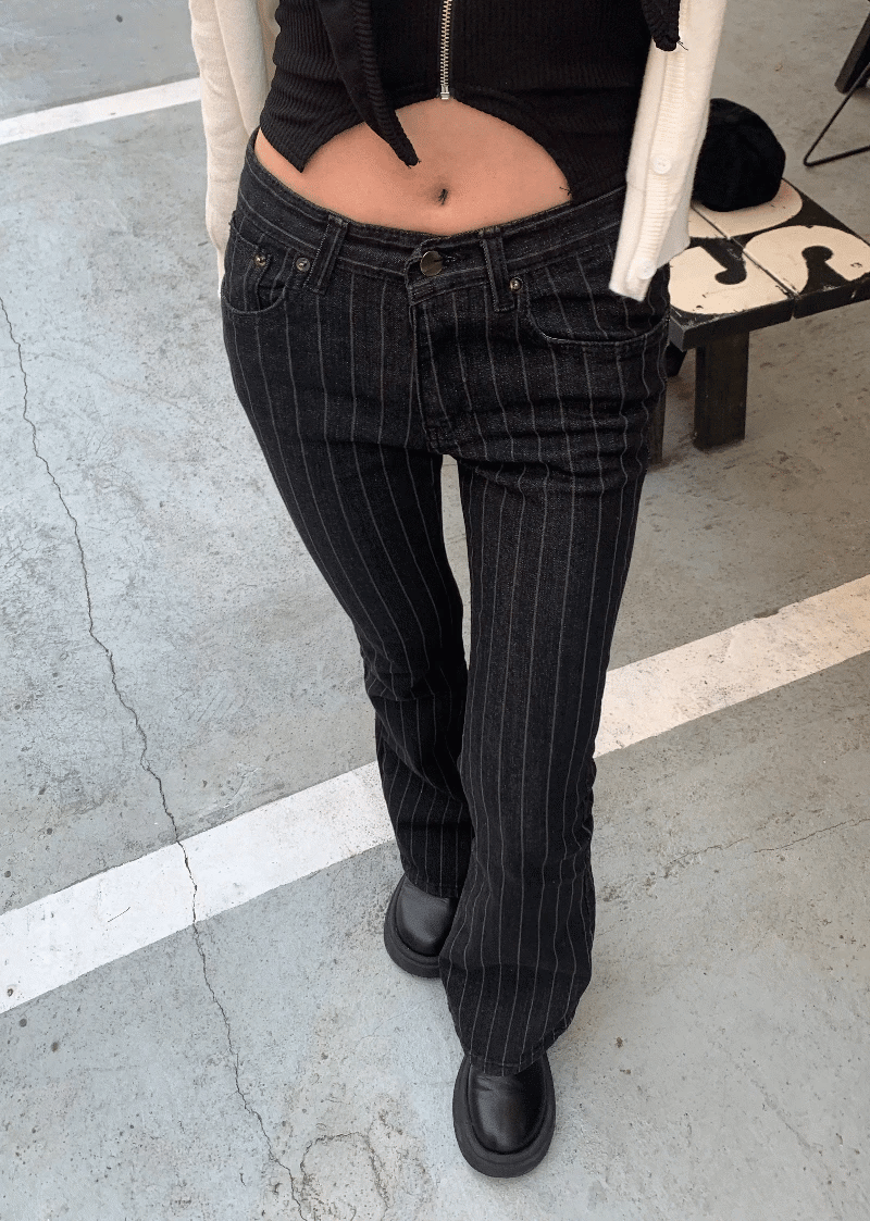 Slim-Fit Striped Flared Pants 