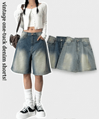 [Lazy Style] Balloon Denim Half Pants