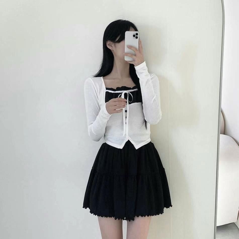 【🖤Trending Y2K】Ribbon Slit Top