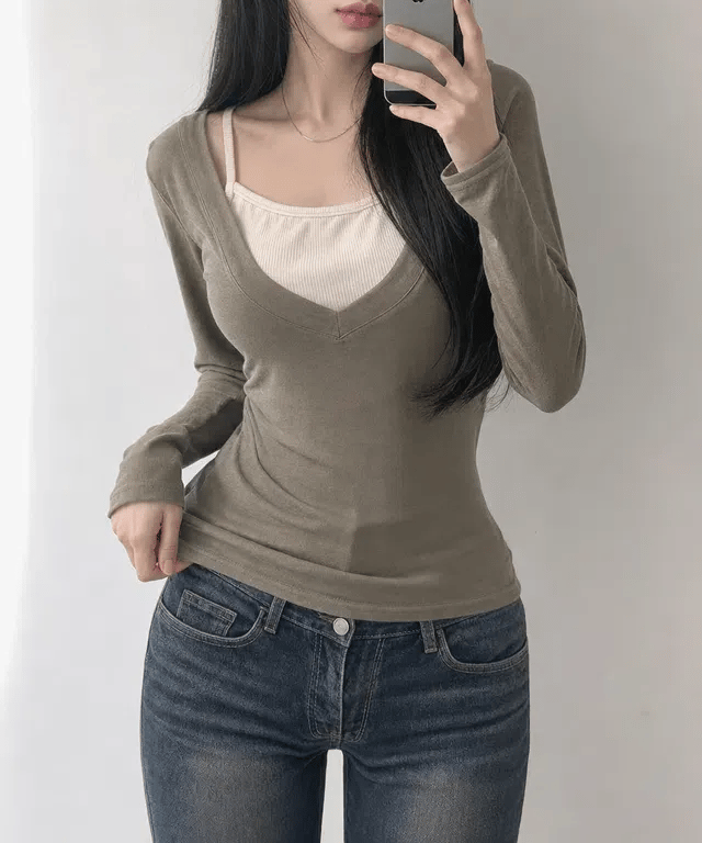 【秋感層疊】Slim Fit Layered Top Set