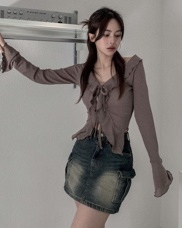 【🩶Korean Style Sexy】Ribbon Cardigan 