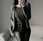 [Y2K Preppy Style] Stripe Layered Cardi Set 