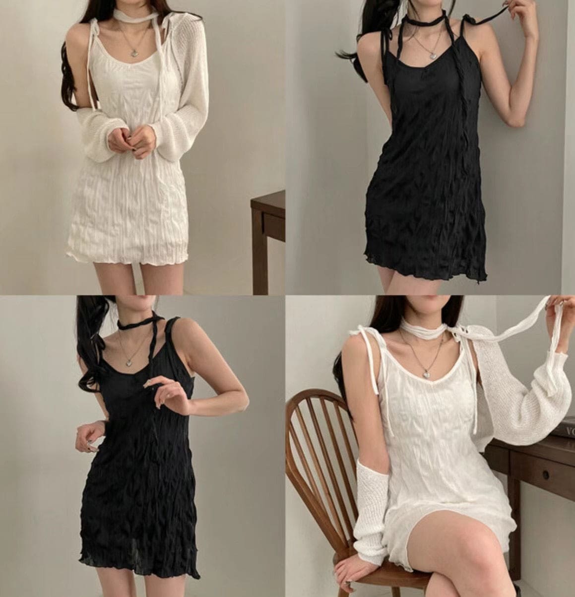 【Sweet and Girlish】Ruffled Dress Set