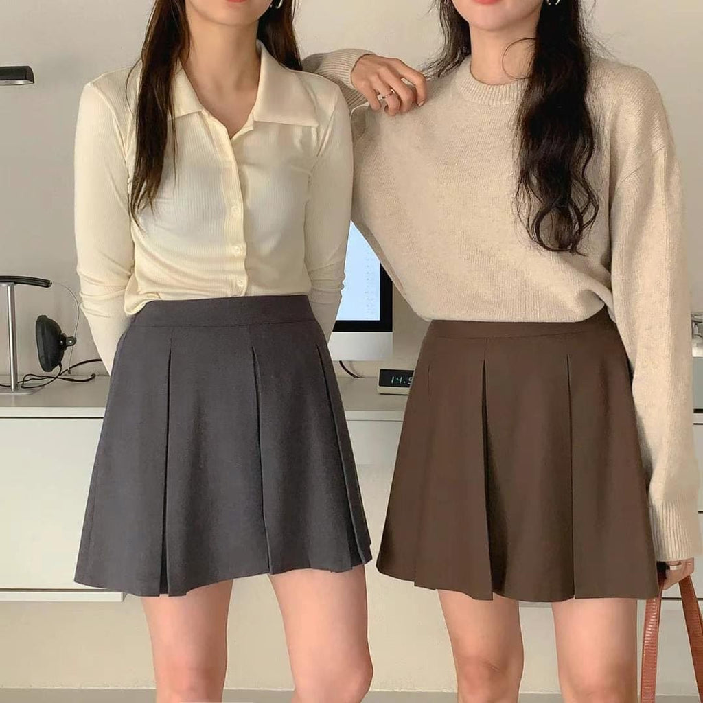 Thick pleated skirt for autumn and winter