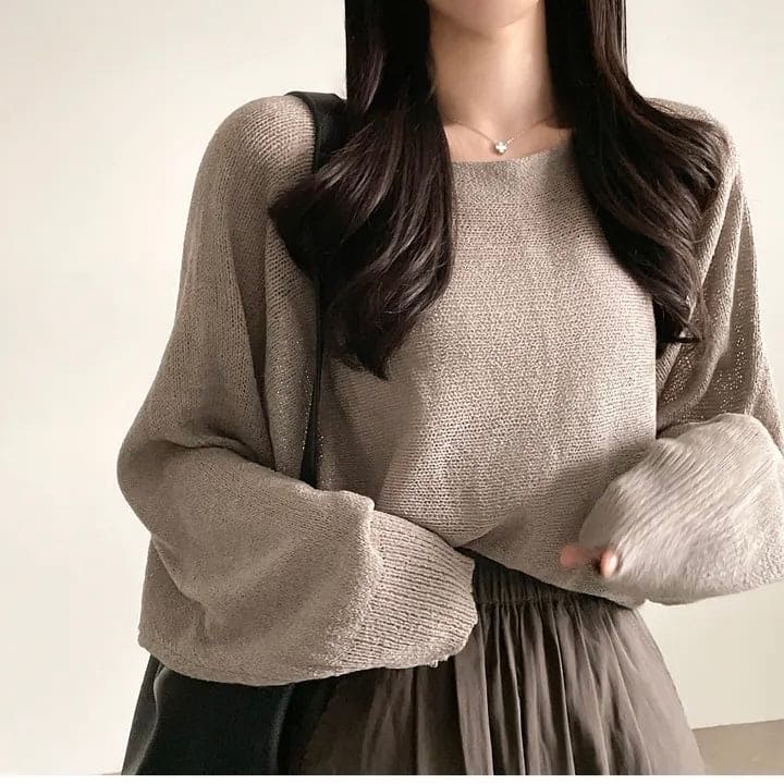 Orders surge! Basic loose-fitting knit long-sleeved shirt