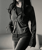 [Y2K Preppy Style] Stripe Layered Cardi Set 