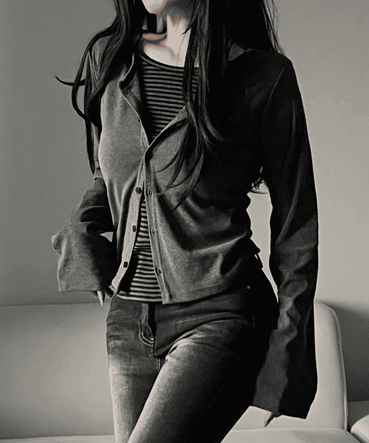 [Y2K Preppy Style] Stripe Layered Cardi Set 