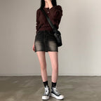 Autumn/Winter Color-Coated Cable Knit Tops