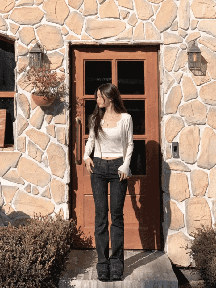 Slim-Fit Striped Flared Pants 