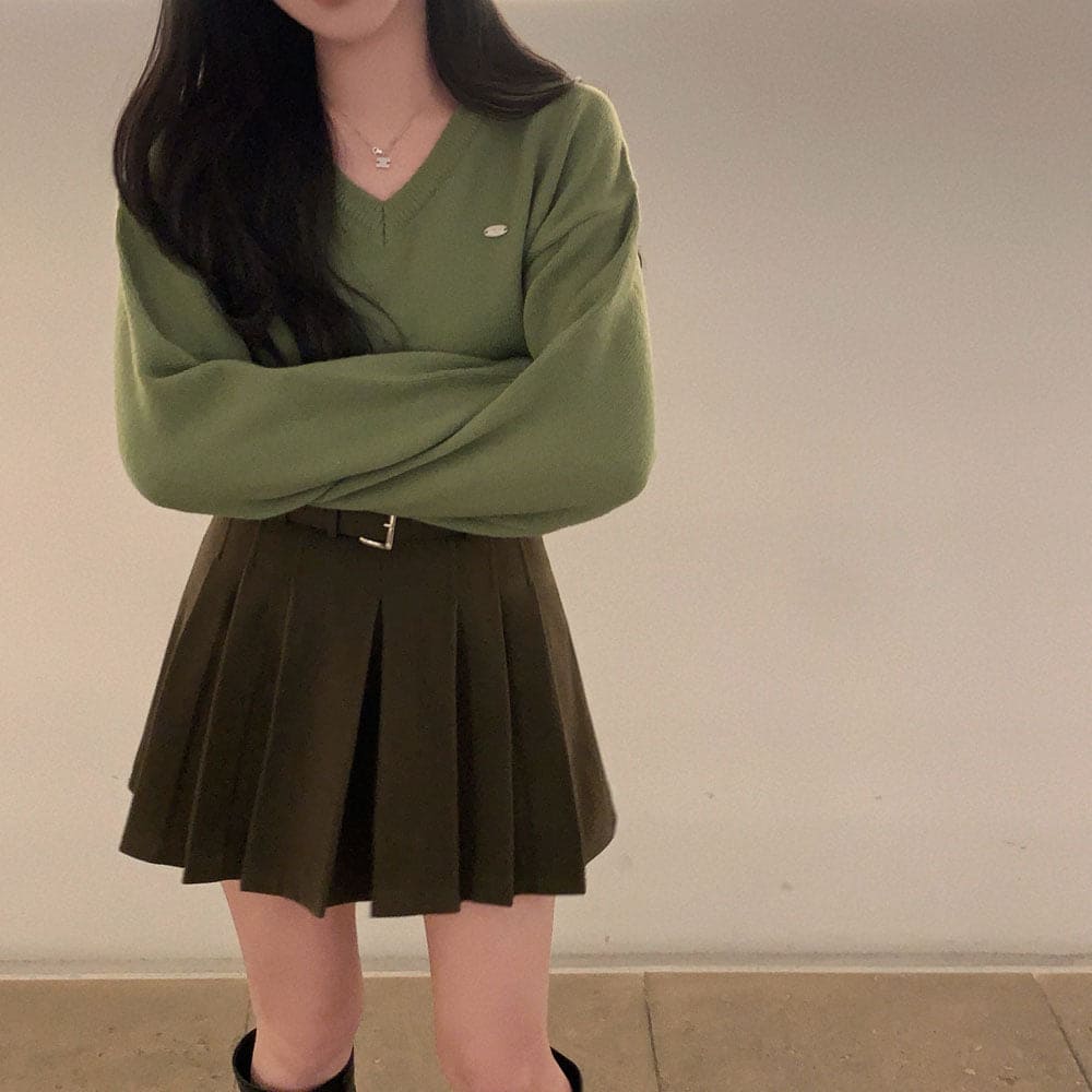 【🌷New Spring Arrivals】Label V-Neck Knit 