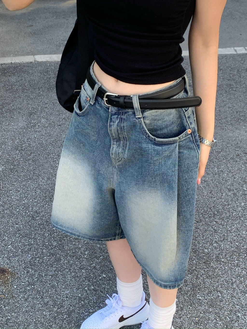 [Lazy Style] Balloon Denim Half Pants