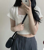 New gray-blue color! Wrinkle Crop Top 