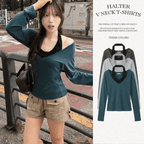 【韓式約會感】Halter V Neck T-shirts