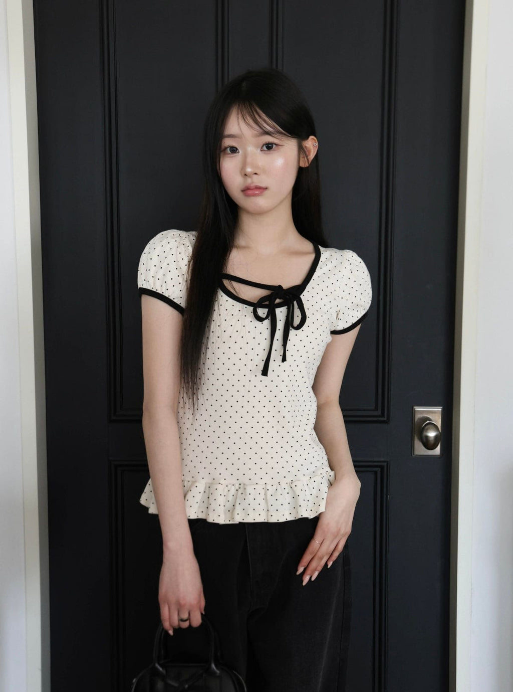 【🖤y​​2k hits】Dot Ruffles Top 